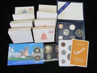 1970's Foreign Coin Proof Set Lot With Canada Half Dollars