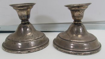 Pair Of Vintage Sterling Silver Candlestick Holders