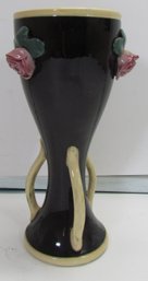 Vintage WELLER Pottery Vase-Black & White With Roses