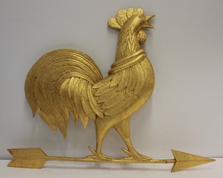 F.J. GALASSI Gold Wooden Folk Art Rooster