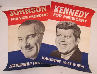 (2) 1960 JFK KENNEDY And  LBJ JOHNSON Presidential Posters