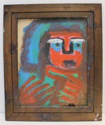 EDDY MUMMA Framed Folk Art Double Sided Painting - Outsider Folk Art