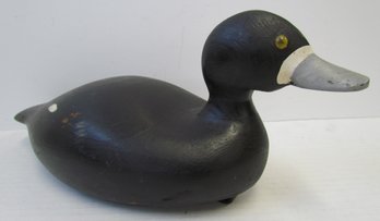 Carved BLUE BILL Duck Decoy Signed T.V.