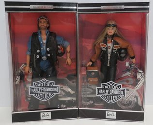 (2) 1999 KEN & BARBIE Harley Davidson Dolls In Original Boxes