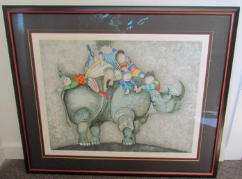 GRACIELA RODO BOULANGER Framed SIGNED Lithograph Cher Rhinoceros