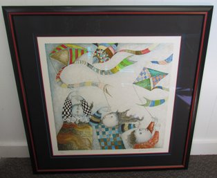 GRACIELA RODO BOULANGER Framed SIGNED Lithograph Children With Kites