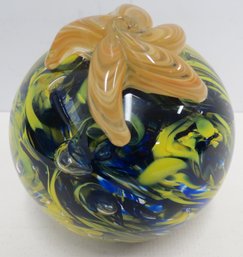 Signed Studio Art Glass Paperweight With Starfish