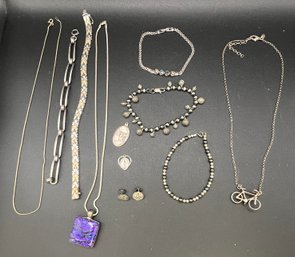 (11) Sterling Silver .925 Necklaces, Bracelets, Earrings, Pendants Jewelry Lot 2.72 TOZ