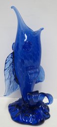 2014 Hand Blown Studio Art Glass FISH Vase - Signed