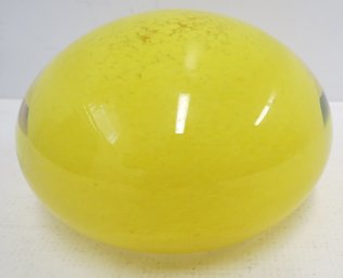 Signed Chatham Art Glass Company Yellow Paperweight