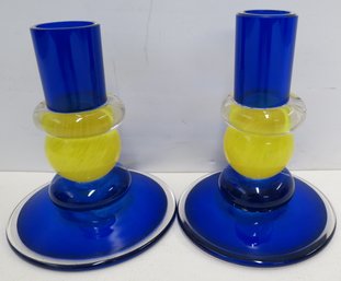 Chatham Glass Signed Candlestick Holders