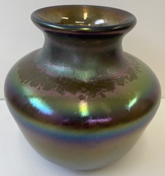 1975 Signed JIM HARMON Art Glass Iridescent Vase