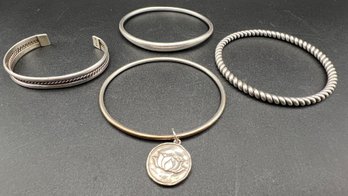 (4) Sterling Silver .925 Bracelets , Cuff & Bangles Bracelet Lot , Pandora ALE, Weighs 2.80 TOZ