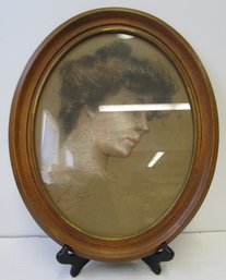 1898 Framed Chalk Illustration On Paper