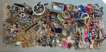 (13) Pounds Of Costume Jewelry Lot,  Old And New, Sterling Silver, Gold Fill, Some Signed!