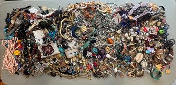 (18) Pounds! Old & New Costume Jewelry Lot, Artsy Pieces, Some Sterling, GF, Some Signed