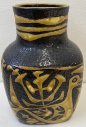 Vintage ROYAL COPENHAGEN Black & Gold Baca Faience Vase 714/3361
