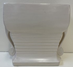 Vintage Art Deco Rectangular White Pottery Vase
