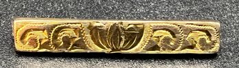 Antique Art Nouveau 10K Gold Engraved Floral 1 Bar Pin Weighs .8 Grams