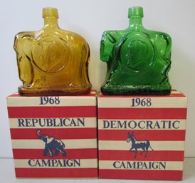 1968 Republic & Democratic Campaign Bottles In Original Boxes