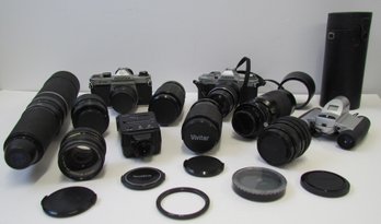 Collection Of Cameras, Lens, Telescope, Binoculars And Accessories