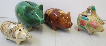 (4) Vintage Pottery PIGGY BANKS