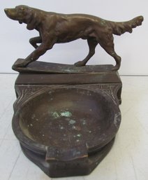 Vintage 1936 Metal Ashtray With Hunting Dog