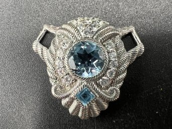 Sterling Silver .925 Judith Ripka Blue Topaz Enhancer Pendant Weighs