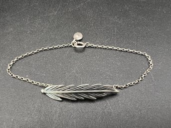 Sterling Silver .925 HG Hagit Gorali Israel 8 Feather Leaf Bracelet Weighs .13TOZ