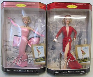 (2) MARILYN MONROE Gentlemen Prefer Blondes Barbie Dolls In Original Boxes