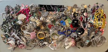 (17) Pounds Of Costume Unsigned Jewelry Lot, Brackets, Earrings, Necklaces