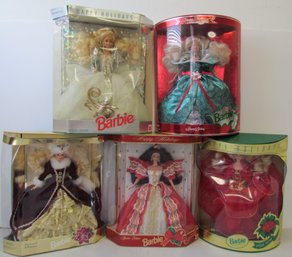 (5) Happy Holidays/Special Edition BARBIE Dolls Lot #4