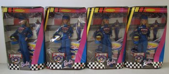 (4) NASCAR 50th Anniversary Collector Edition BARBIE Dolls In Original Boxes