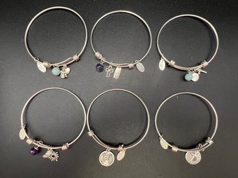 (6) Sterling Silver .925 LA Rocks  Adjustable Bangle Bracelets Cross & Angel Themed Weighs 2.28 TOZ