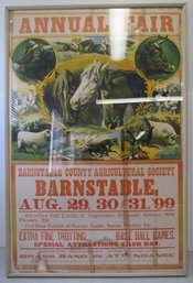 1899 BARNSTABLE COUNTY AGRICULTURAL SOCIETY Framed Farm Poster - Early Baseball