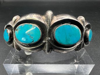 Vintage Sterling Silver Native American Navajo Turquoise Cuff Bracelet 1.56TOZ