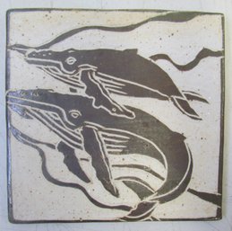 KEMP POTTERY Tile With Whales