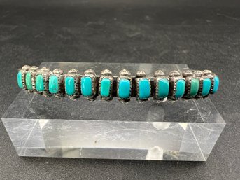 Vintage Sterling Silver Native American Zuni Petit Point Turquoise Cuff Bracelet .33 TOZ