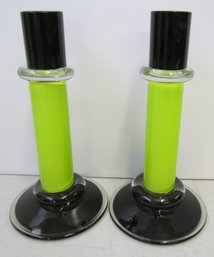 Pair Of CHATHAM GLASS Candle Stick Holders