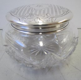 Glass Vanity Jar With Sterling Silver Lid