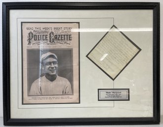 RUBE MARQUARD Baseball Framed Display With SIGNED Letter