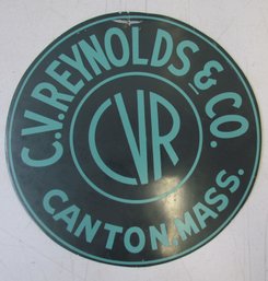 C.V. REYNOLDS & Co. Metal Advertising Sign-Canton, Ma.