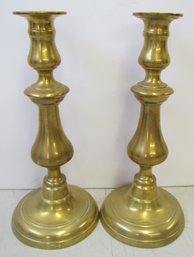 Late 18th Century Brass Candlesticks - 10.25' Tall