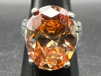 Sterling Silver .925 Silpada Your Highness Poppy Orange Champagne Fiery CZ Ring Sz 6.5