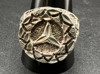 Vintage Sterling Silver .925 Mercedes Benz Signet Mens Ring Size 13