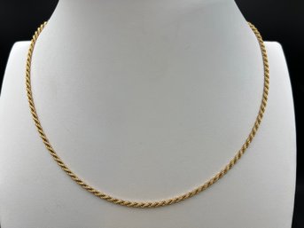 14KT Yellow Gold Italy Rope Chain 18 Necklace Weighs 11.3 Grams