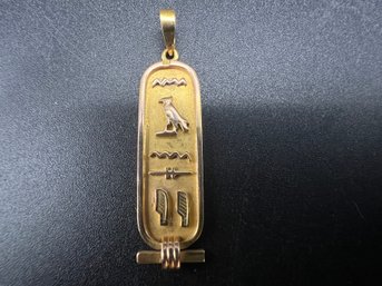 18KT Yellow Gold Egyptian Cartouche Pendant Weighs 3.6 Grams