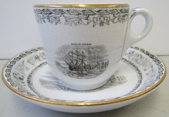 Vintage J. DAVIS Ironstone China BOSTON TEA PARTY Cup & Saucer Set