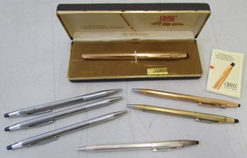 Collection Of (7) CROSS Pens & Pencils  (One Sterling Pen & Three Gold Filled)