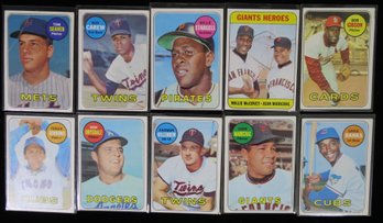 (10) 1969 Topps Baseball Star Card Lot